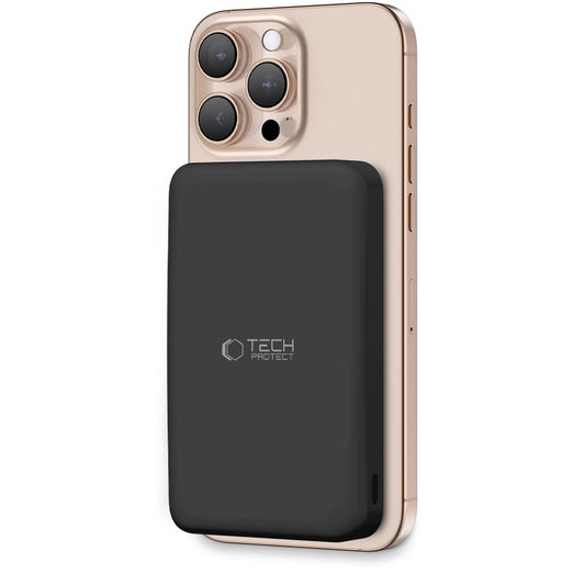 Tech-Protect PB24 LifeMag bezdrôtová externá batéria, 10000 mAh, 15 W, PD + FQI, 1 x QI - 1 x USB-A - 1 x USB-C, čierna