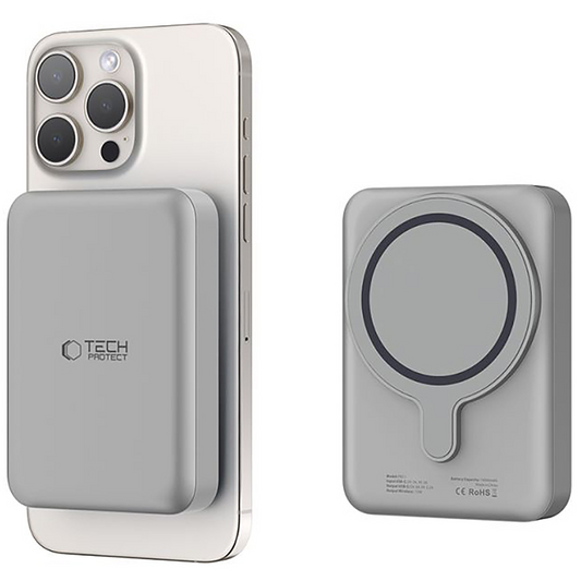 Bezdrôtová externá batéria Tech-Protect PB11 LifeMag, 10000mAh, 15W, PD + FQI, 1 x QI - 1 x USB-C, sivá, znovu zabalená