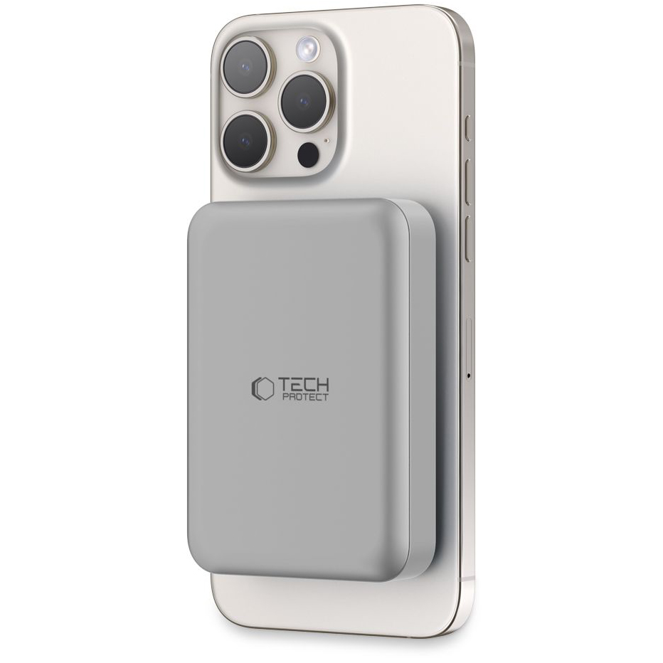 Tech-Protect PB11 LifeMag Wireless External Battery, 10000mAh, 15W, PD + FQI, 1 x QI - 1 x USB-C, Gray, Resealed