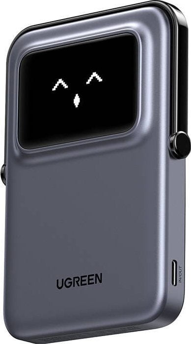 Externá bezdrôtová batéria UGREEN PB571 Uno, 5000mAh, 20W, PD + FQI, 1 x QI - 1 x USB-C, Sivá