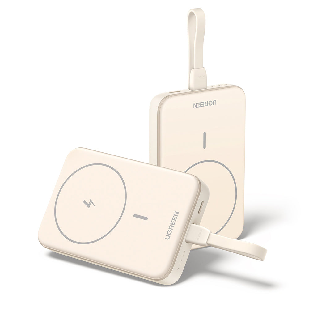 Externá bezdrôtová batéria UGREEN PB760, 10000mAh, 20W, PD + FQI, 1 x QI - 1 x USB-C, Béžová