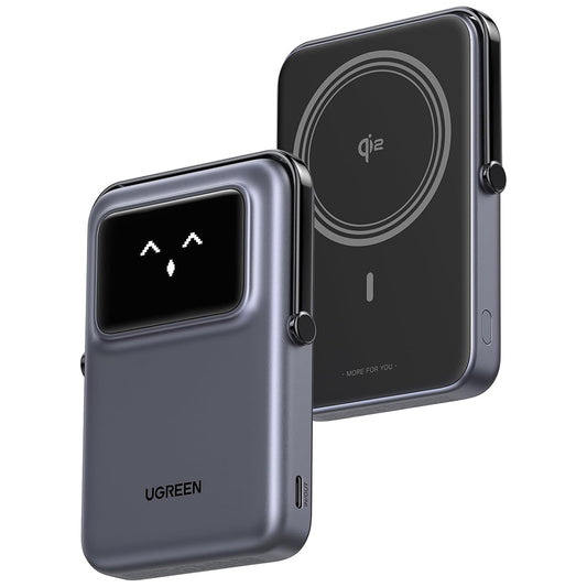 Externá bezdrôtová batéria UGREEN PB764 Uno, 10000mAh, 20W, PD + FQI, 1 x QI - 1 x USB-C, Sivá