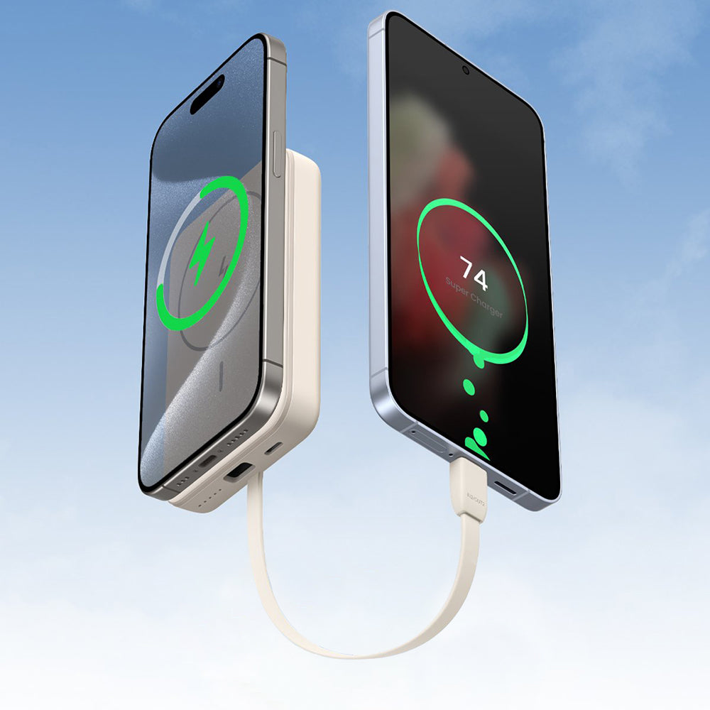 Externá bezdrôtová batéria UGREEN PB760, 10000mAh, 20W, PD + FQI, 1 x QI - 1 x USB-C, Béžová