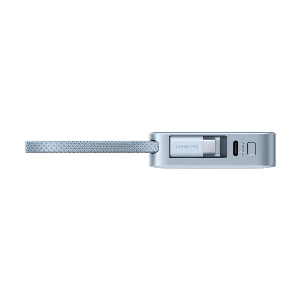 Bezdrôtová externá batéria UGREEN MagFlow PB773 (65958B), 10000mAh, 25W, PD + FQI, 1 x QI - 2 x USB-C, modrá