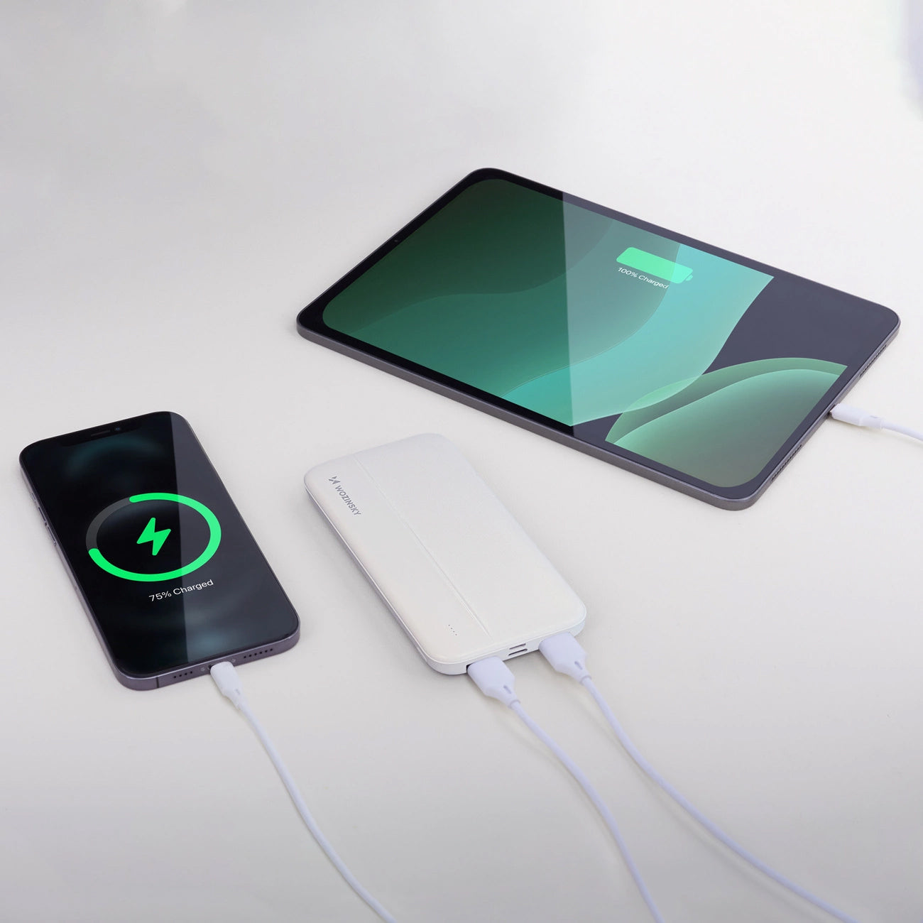 Externá batéria WZK WPBWE1, 10000mAh, 10W, 2 x USB-A, Biela