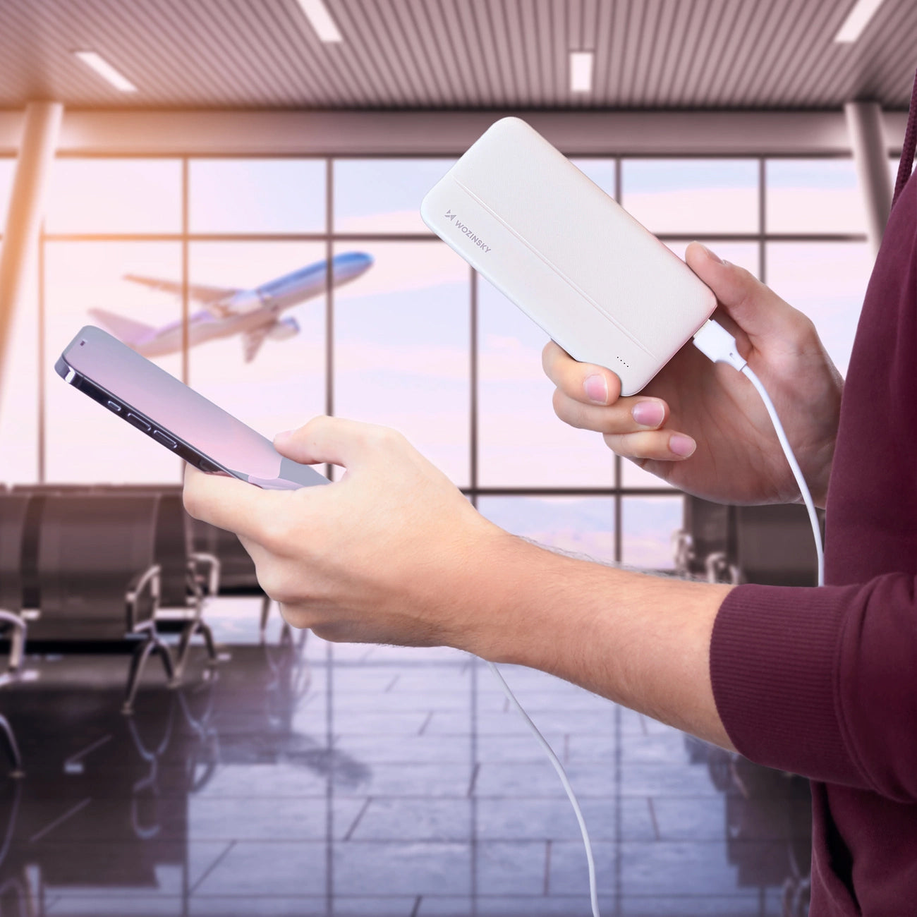 Externá batéria WZK WPBWE1, 10000mAh, 10W, 2 x USB-A, Biela