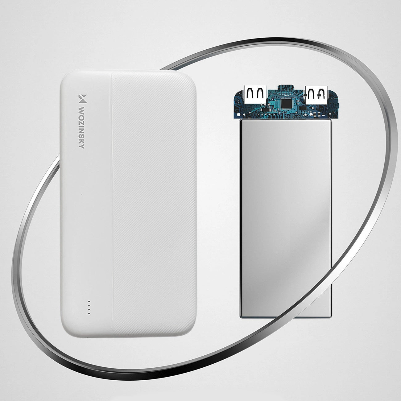 Externá batéria WZK WPBWE1, 10000mAh, 10W, 2 x USB-A, Biela