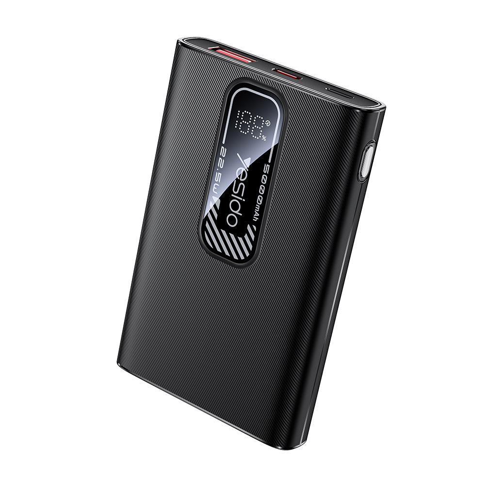 Externá batéria Yesido YP92, 5000mAh, 22.5W, QC + PD, 1 x USB-A - 1 x USB-C, Čierna