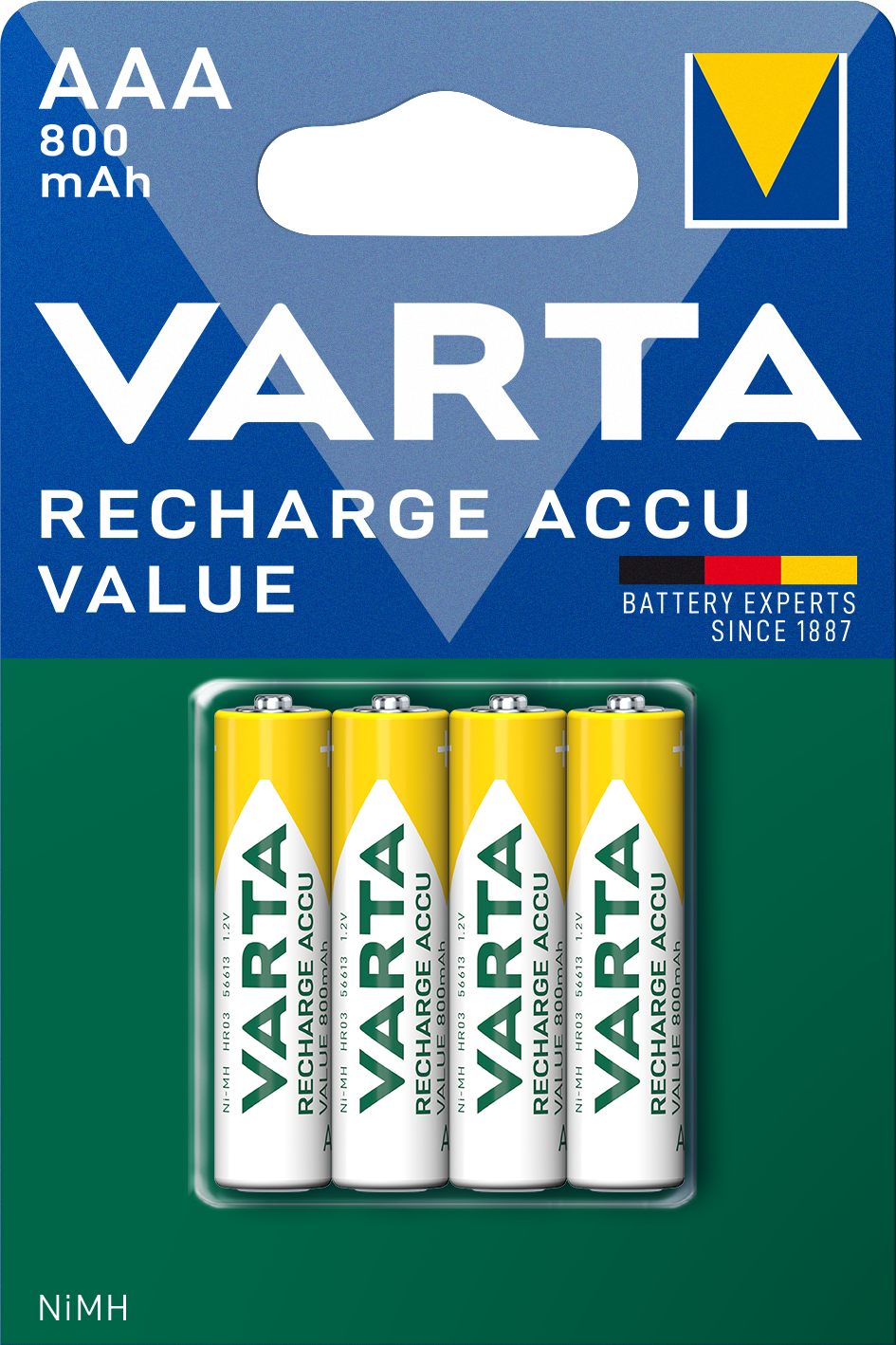 Nabíjateľná batéria Varta Professional, AAA / LR3, 800mAh, Sada 4 kusov