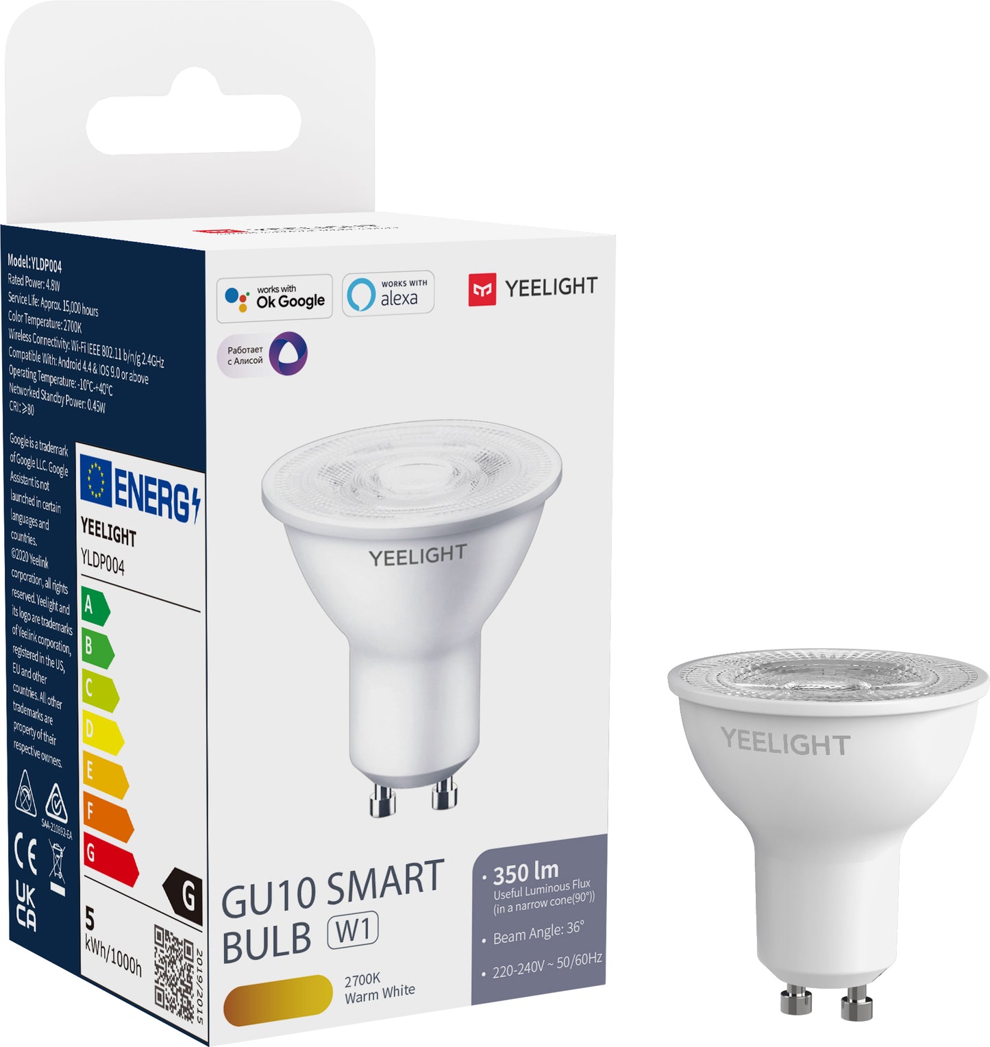 LED žiarovka Yeelight W1, Wi-Fi, GU10, 4.8W, 2700K, 350lm YLDP004