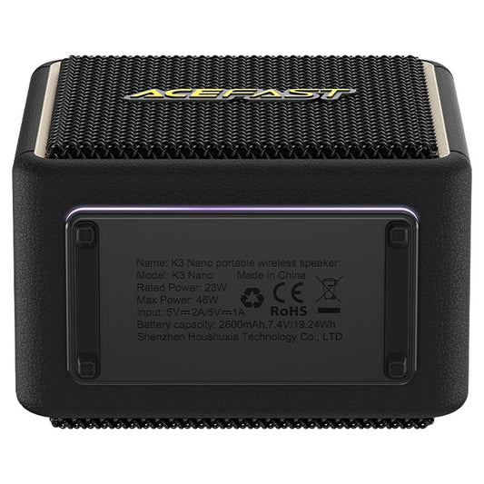 Prenosný Bluetooth reproduktor Acefast K3 Nano, 1 x 30W - 1 x 16W, RGB, Vodotesný, Čierny