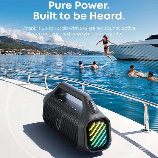 Prenosný Bluetooth reproduktor Anker SoundCore Boom 2 Pro, 140W, TWS, RGB, Vodotesný, Čierny A3134A11