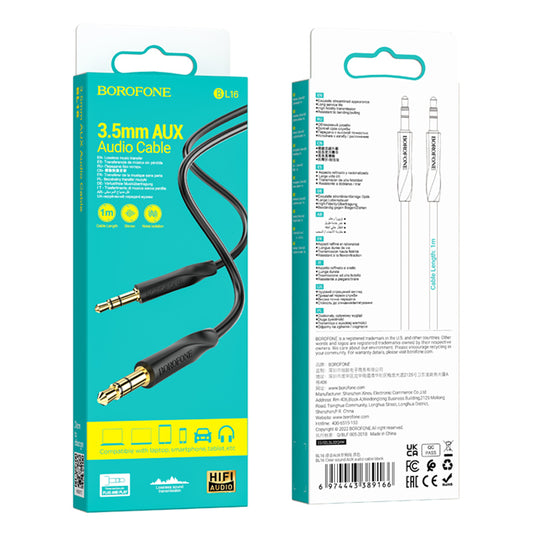Audio kábel 3,5 mm - 3,5 mm Borofone BL16, 1 m, čierny