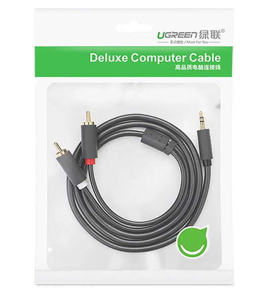 Audio kábel 3.5mm - 2 x RCA UGREEN AV102, 2m, Čierny
