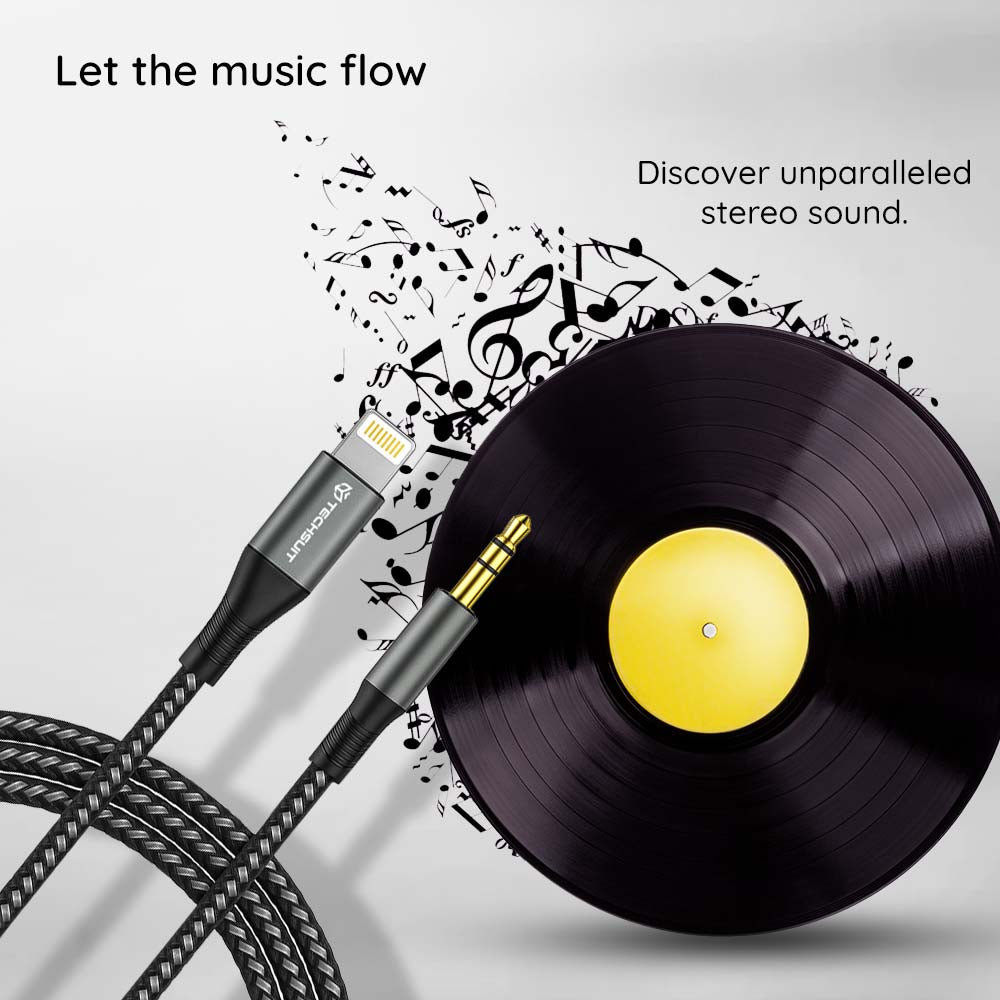 Audio kábel Lightning - 3.5mm Techsuit AC17 NexaSound, 1m, Sivý
