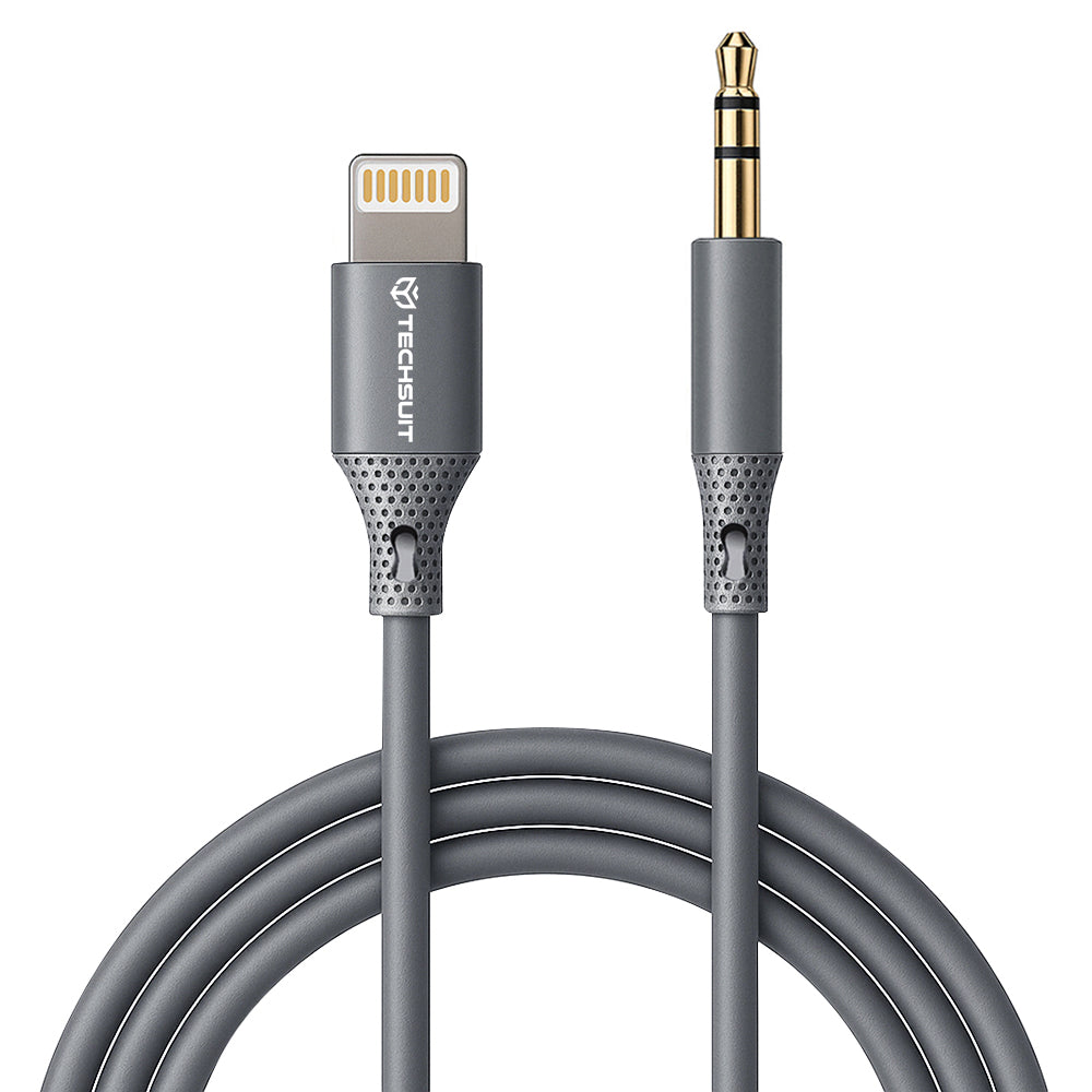 Audio kábel Lightning - 3.5mm Techsuit AC5 SoundFlex, 1m, Sivý