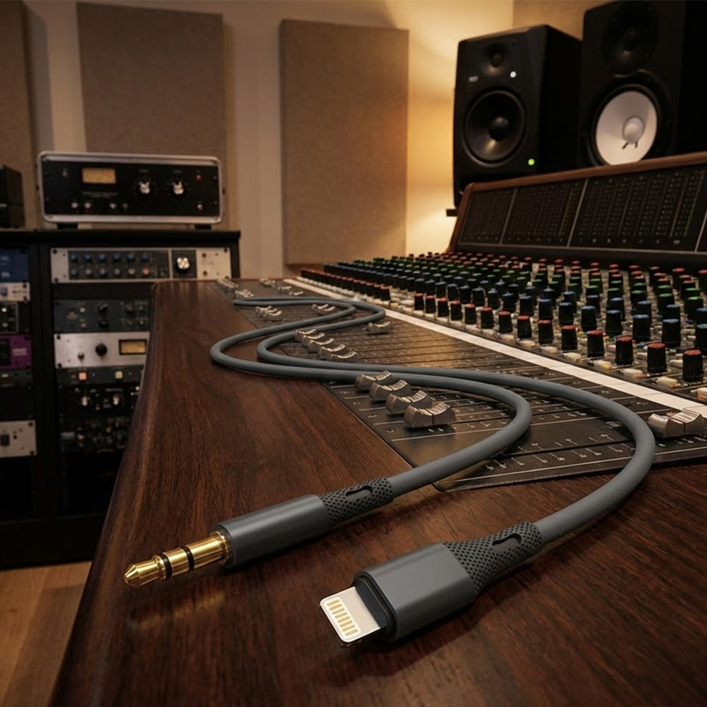 Audio kábel Lightning - 3.5mm Techsuit AC5 SoundFlex, 1m, Sivý