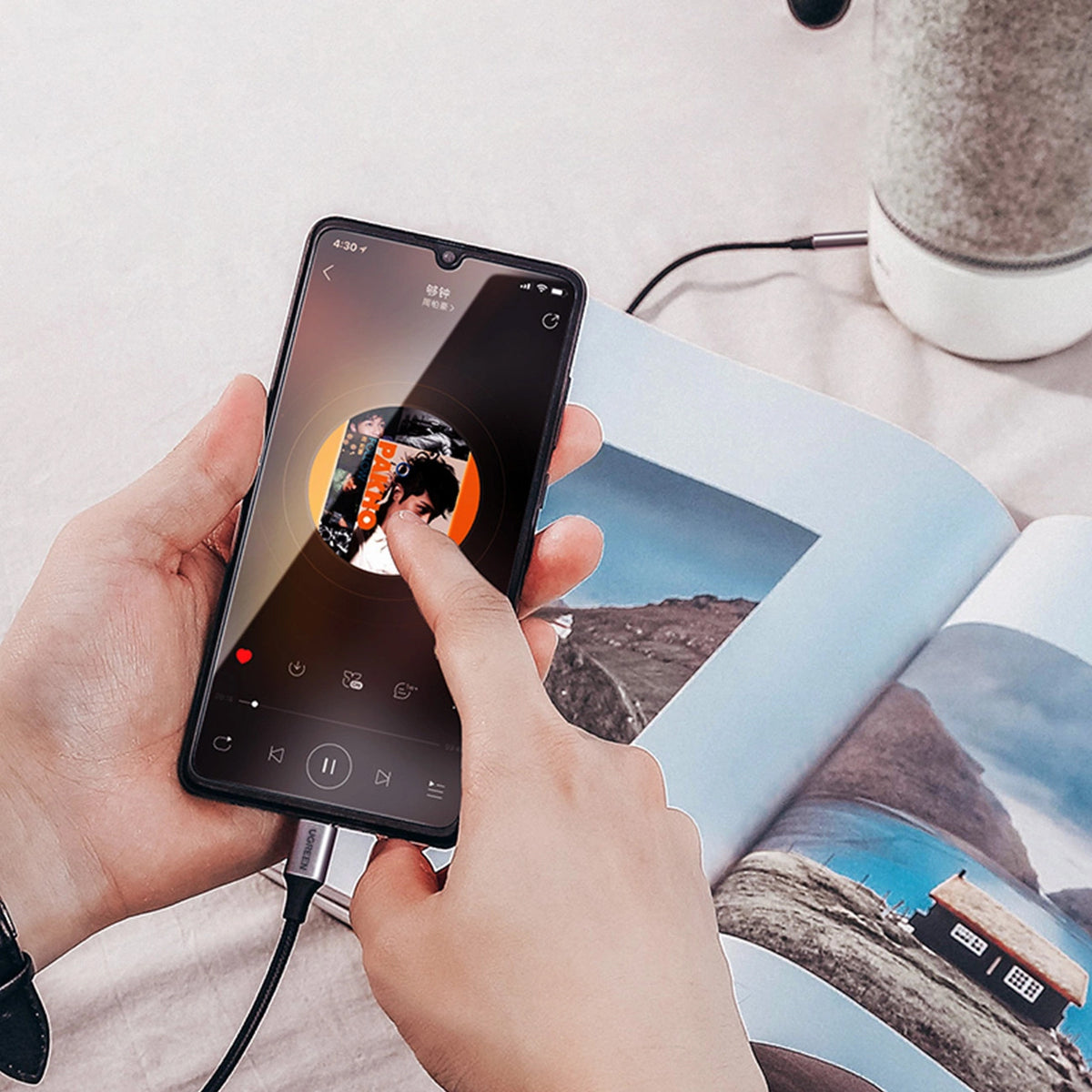 Audio kábel USB-C - 3.5mm UGREEN AV143, 1m, Sivý