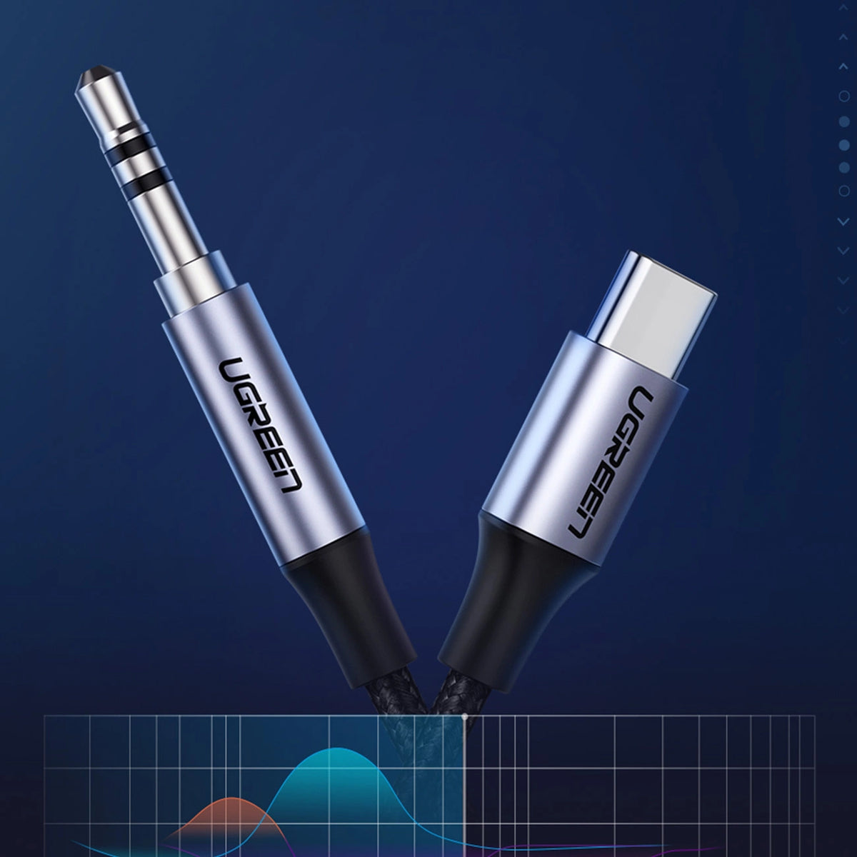 Audio kábel USB-C - 3.5mm UGREEN AV143, 1m, Sivý