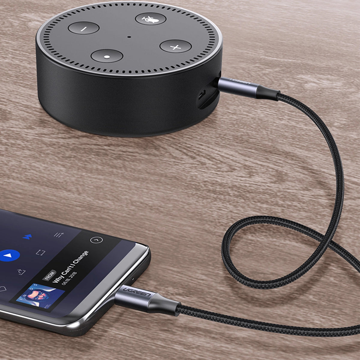 Audio kábel USB-C - 3.5mm UGREEN AV143, 1m, Sivý