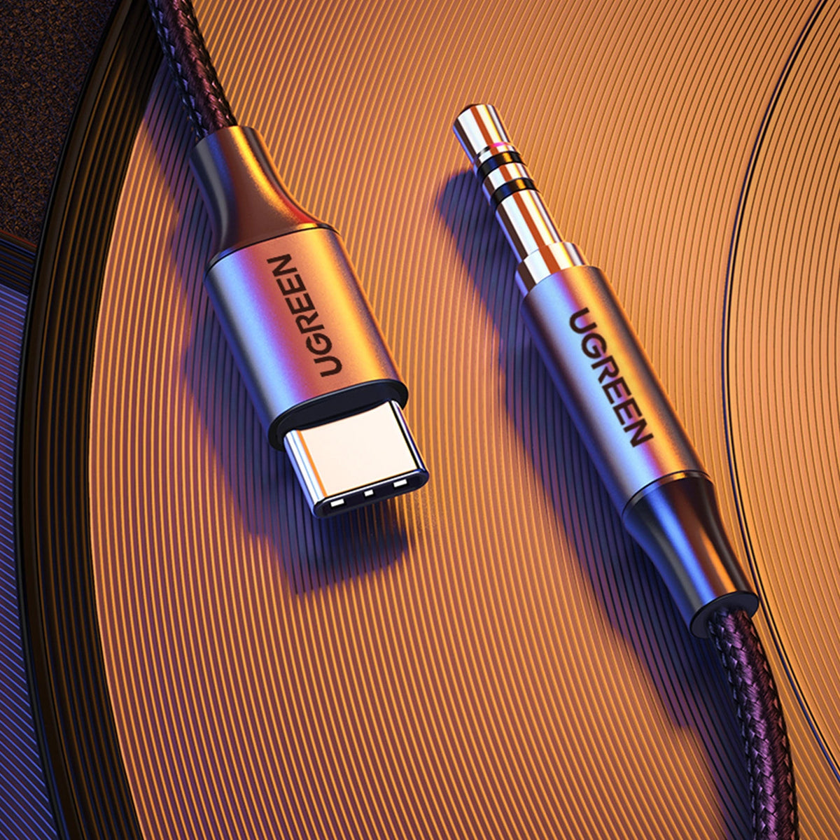Audio kábel USB-C - 3.5mm UGREEN AV143, 1m, Sivý