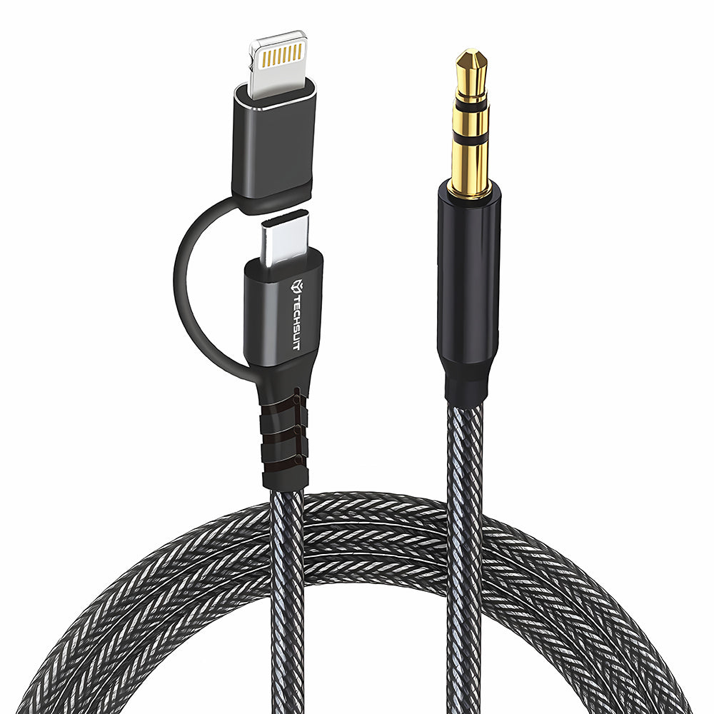 Audio kábel USB-C / Lightning - 3.5mm Techsuit AC15 EchoSnap, 1m, Čierny