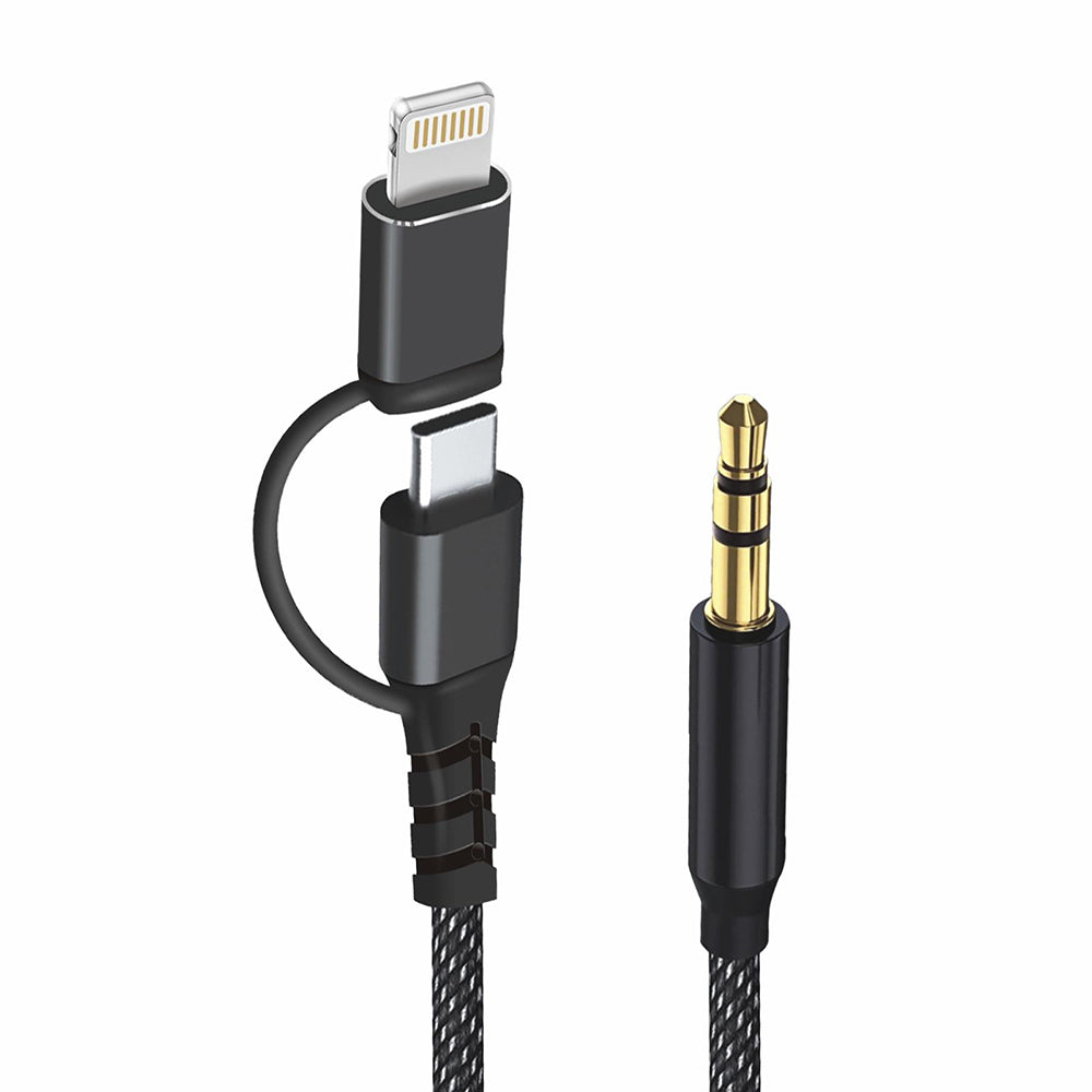 Audio kábel USB-C / Lightning - 3.5mm Techsuit AC15 EchoSnap, 1m, Čierny