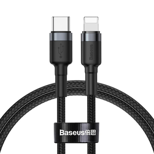 Dátový a nabíjací kábel USB-C - Lightning Baseus Cafule, 18 W, 1 m, sivý CATLKLF-G1