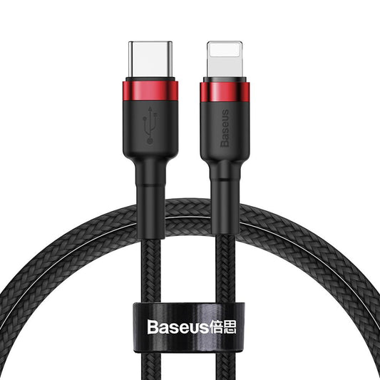 Dátový a nabíjací kábel USB-C - Lightning Baseus Cafule, 18 W, 1 m, červený CATLKLF-91