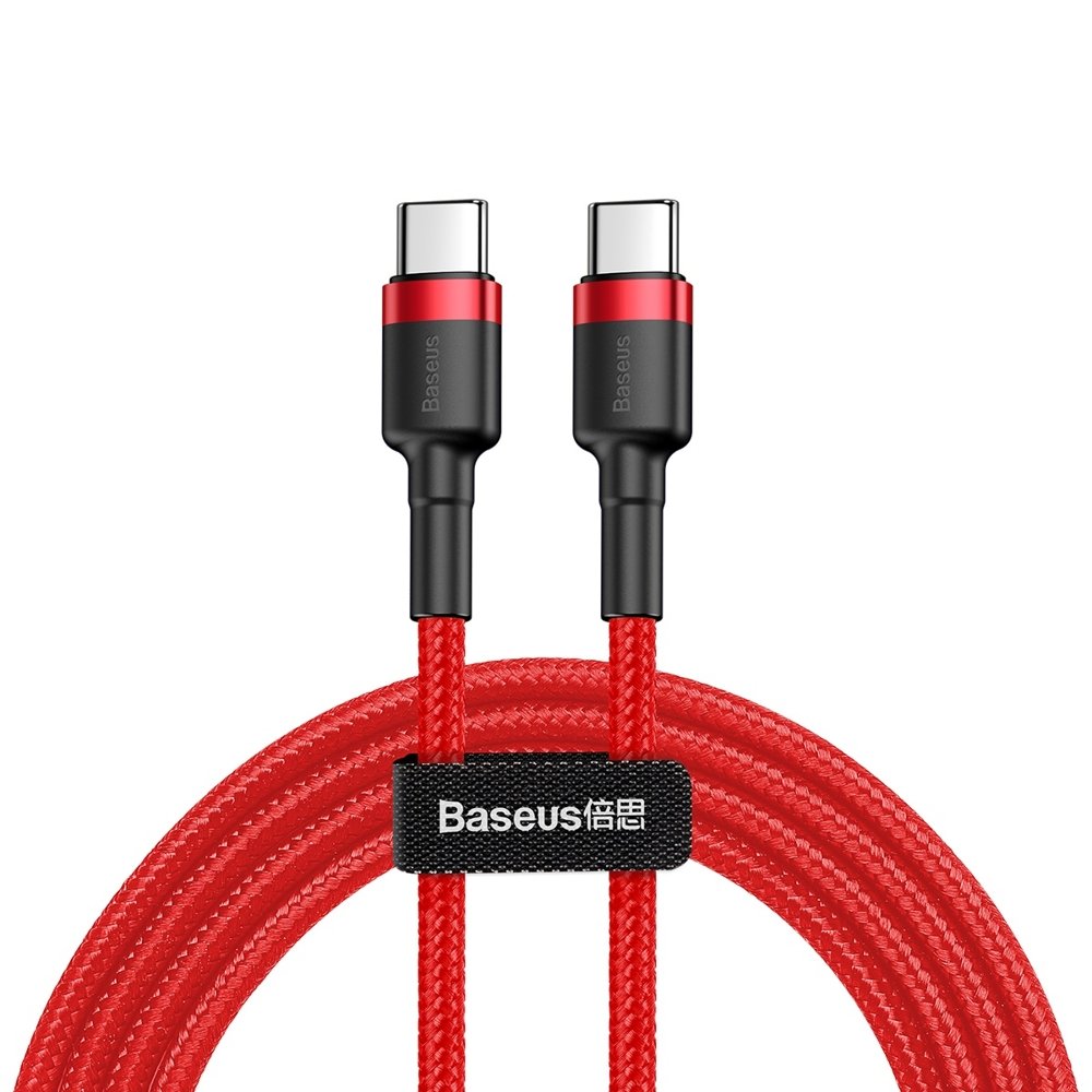 Dátový a nabíjací kábel USB-C - USB-C Baseus Cafule, 60 W, 1 m, červený CATKLF-G09