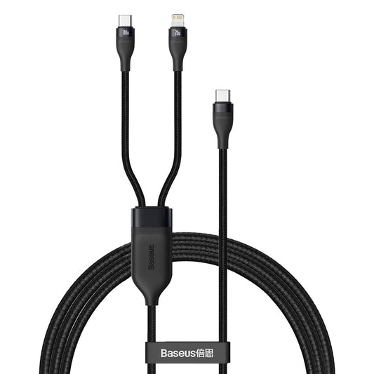 Dátový a nabíjací kábel USB-C - Lightning / USB-C Baseus Flash Series 2in1, 100W, 1.2m, Čierny CA1T2-F01