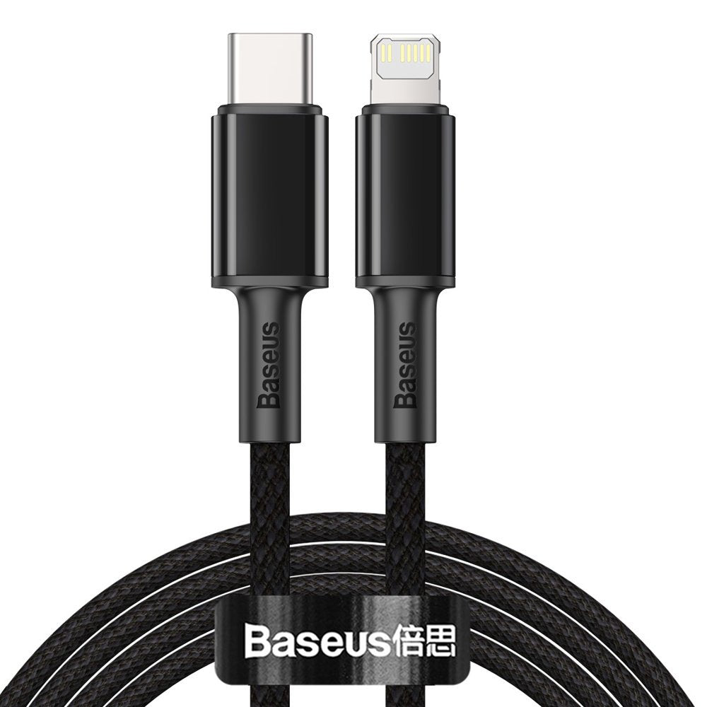 Dátový a nabíjací kábel USB-C - Lightning Baseus High Density Braided, 20W, 2m, čierny CATLGD-A01