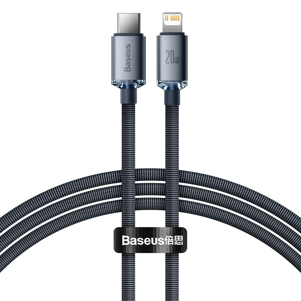 Dátový a nabíjací kábel USB-C - Lightning Baseus Crystal Shine Series, 20W, 1.2m, Čierny CAJY000201