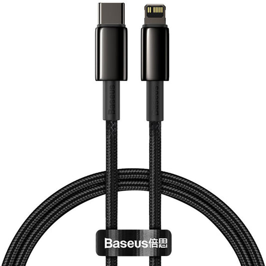 USB-C - Lightning Baseus Tungsten Gold, 20 W, 1 m, čierny CATLWJ-01