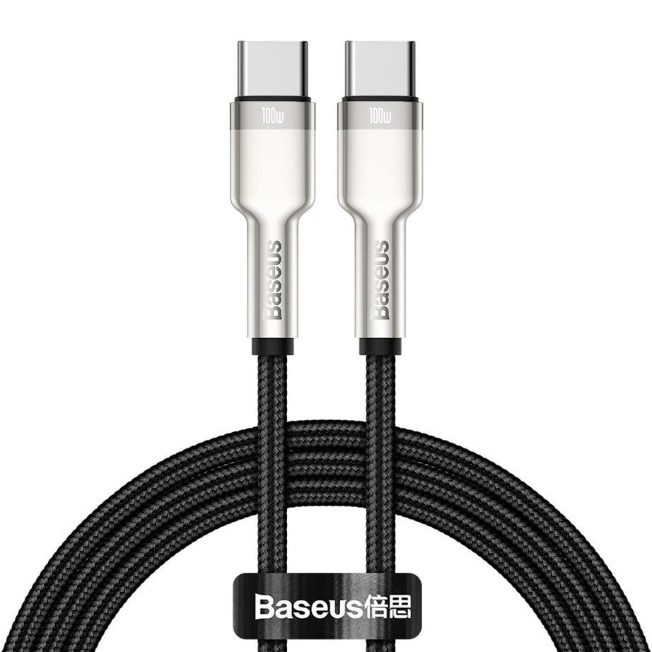 Dátový a nabíjací kábel USB-C - USB-C Baseus Cafule Metal Series, 100 W, 1 m, čierny CATJK-C01