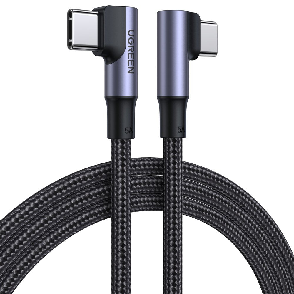 Dátový a nabíjací kábel USB-C - USB-C UGREEN US335 uhlový, 100 W, 1 m, čierny