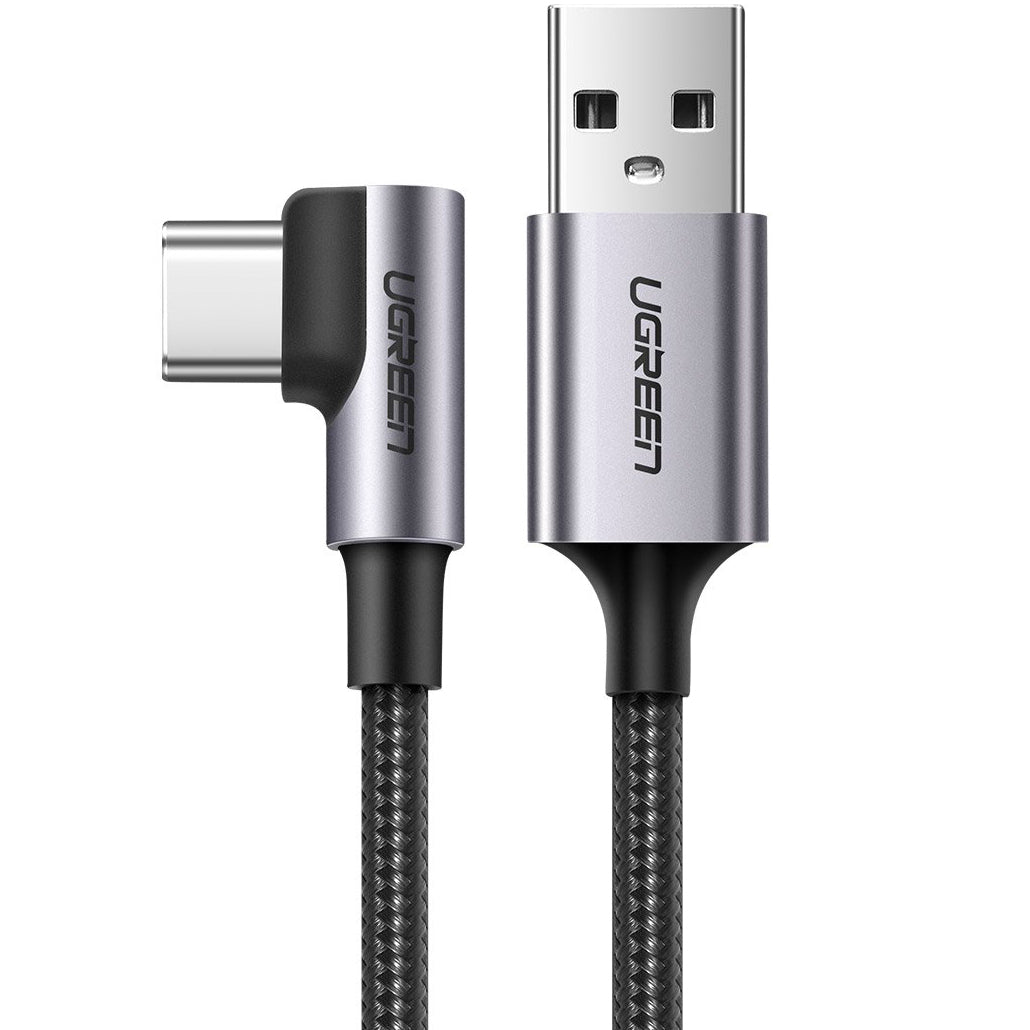 Dátový a nabíjací kábel USB-A - USB-C UGREEN US284 Angled, 18W, 3m, Sivý