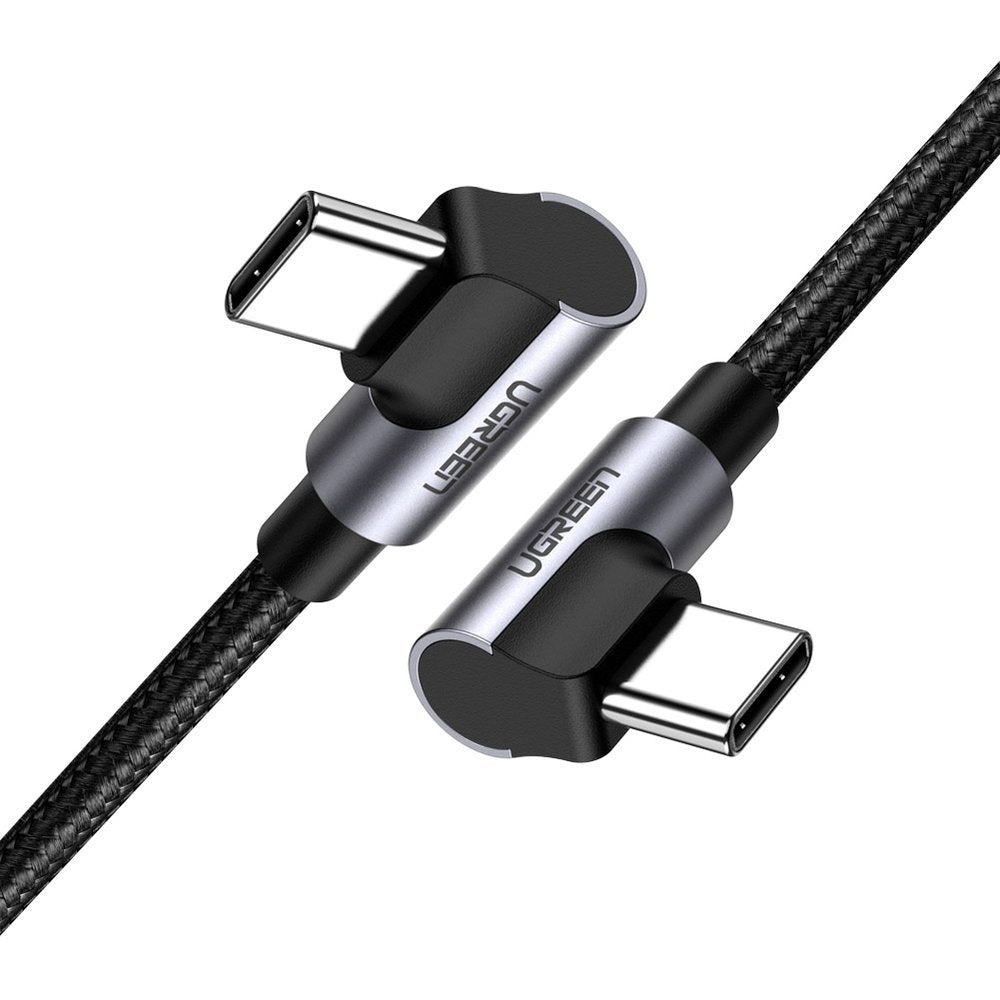 Dátový a nabíjací kábel USB-C - USB-C UGREEN US323 USB-C Angled, 60 W, 1 m, čierny