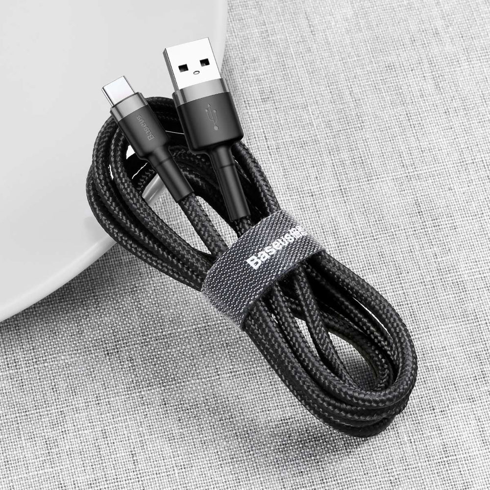 Dátový a nabíjací kábel USB-A - USB-C Baseus Cafule, 60W, 0.5m, Čierny CATKLF-AG1