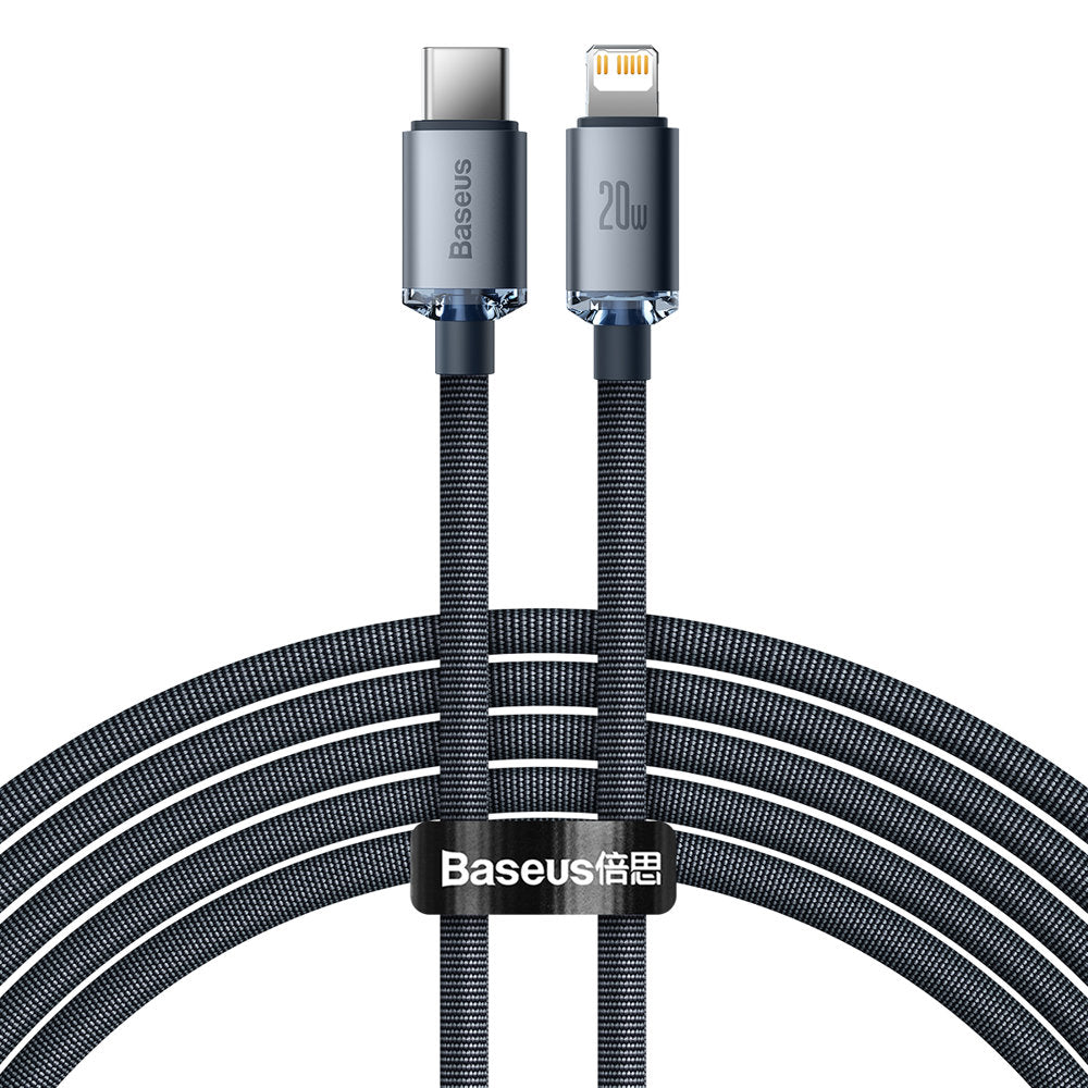 Baseus Crystal Shine Series USB-C - Lightning USB-C dátový a nabíjací kábel, 20 W, 2 m, čierny CAJYY000301