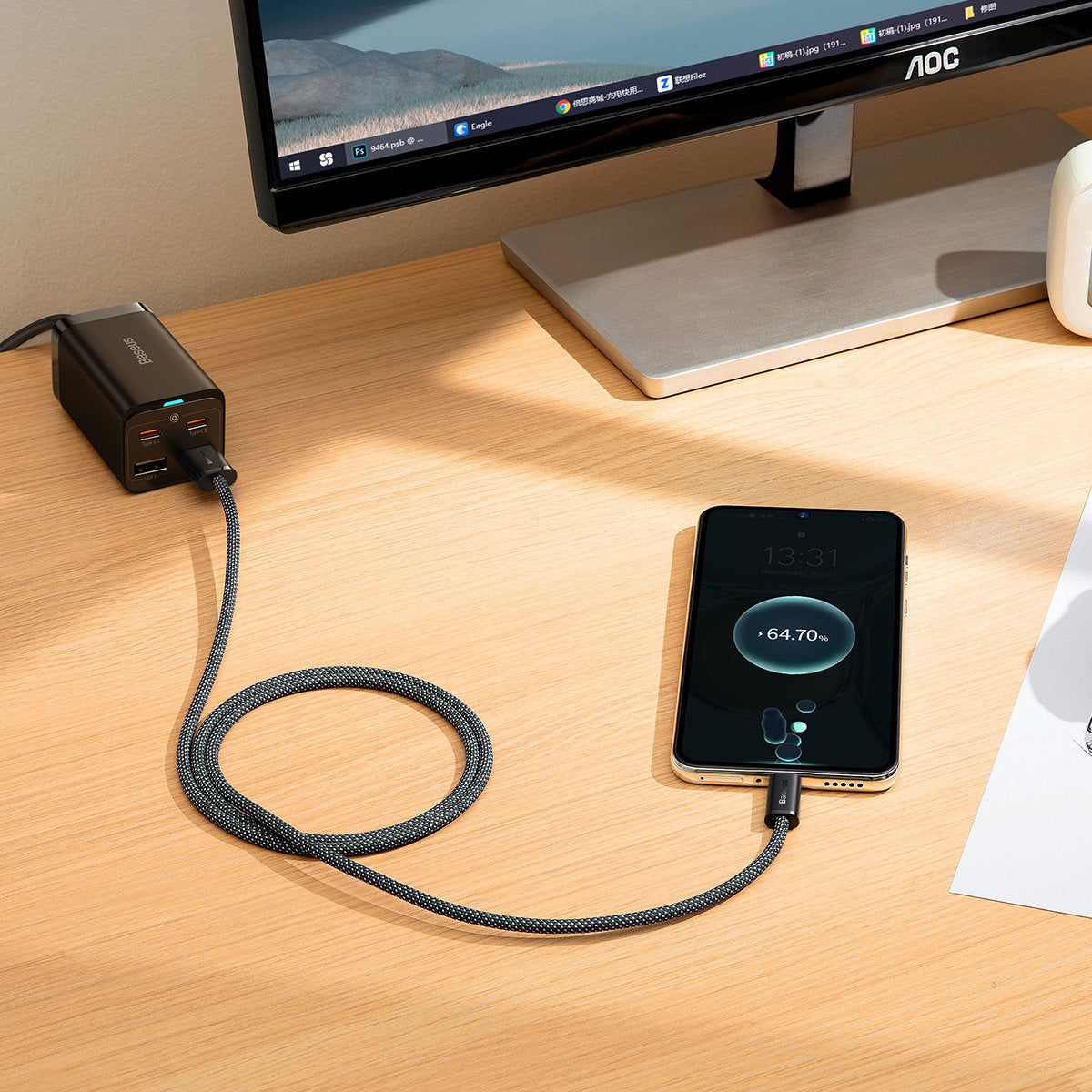 Dátový a nabíjací kábel USB-A - USB-C Baseus Dynamic Series, 100 W, 1 m, sivý CALD000616