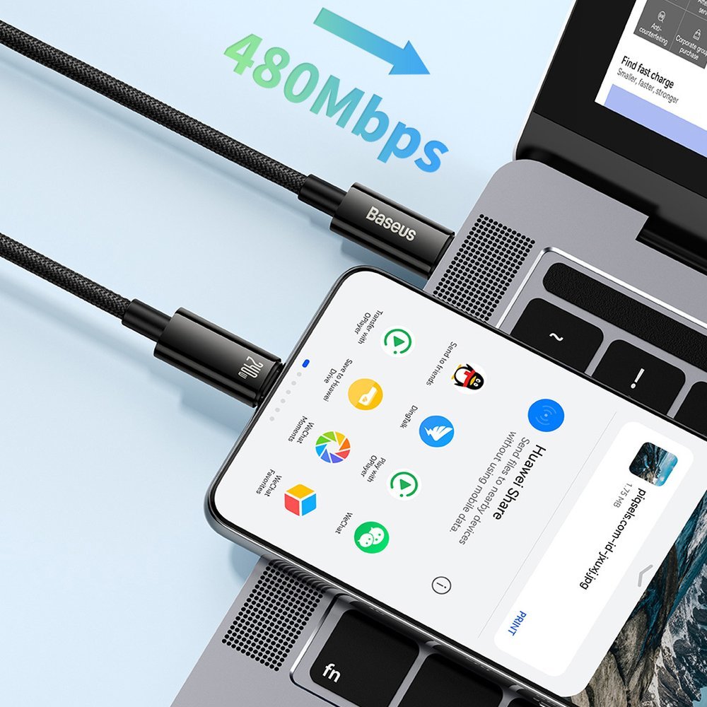 Dátový a nabíjací kábel USB-C - USB-C Baseus Tungsten Gold, 240 W, 2 m, čierny CAWJ04010101
