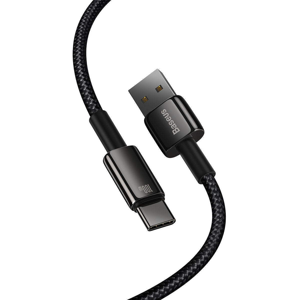 Dátový a nabíjací kábel USB-A na USB-C Baseus Tungsten Gold, 100 W, 2 m, čierny CAWJ00010101