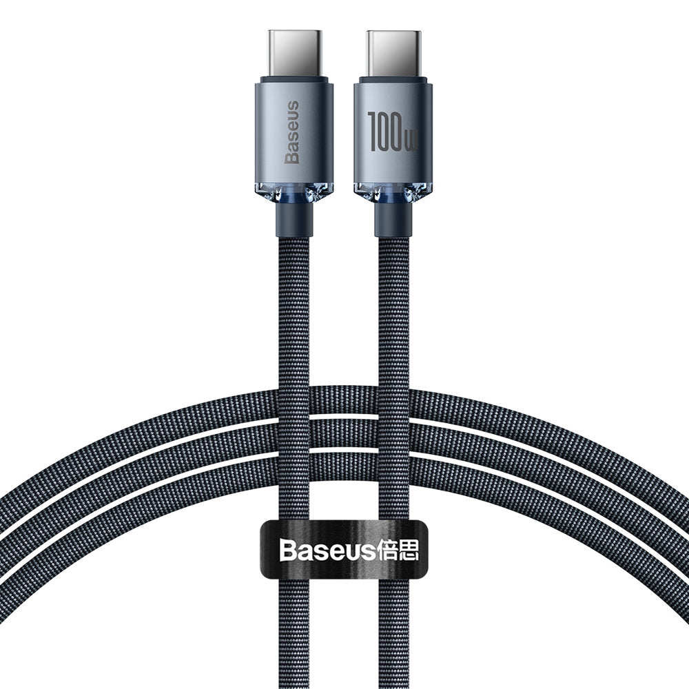 Dátový a nabíjací kábel USB-C - USB-C Baseus Crystal Shine Series, 100 W, 2 m, čierny CAJY000701