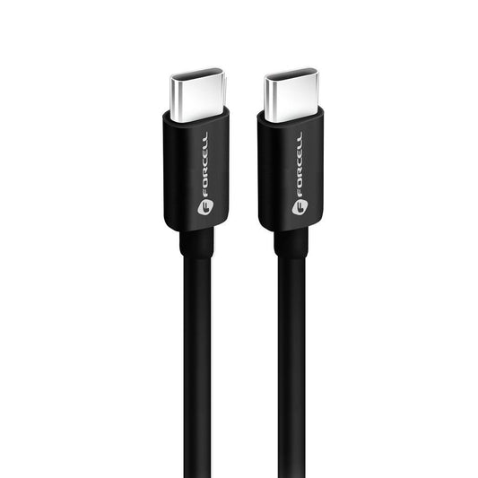 Dátový a nabíjací kábel USB-C - USB-C Forcell F-Energy C338, 60 W, 0,25 m, čierny
