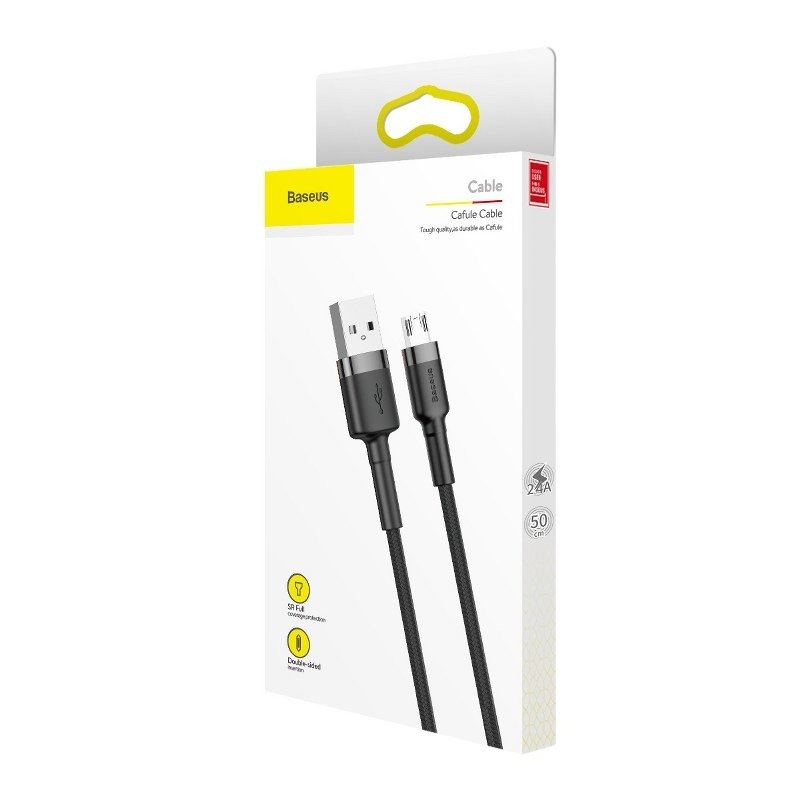 Baseus Cafule USB-A to microUSB Data and Charging Cable, 18W, 0.5m, Gray CAMKLF-AG1