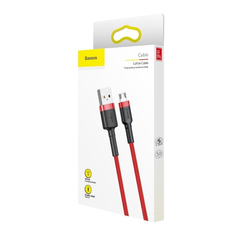 Dátový a nabíjací kábel USB-A - microUSB Baseus Cafule, 18 W, 1 m, červený CAMKLF-B09