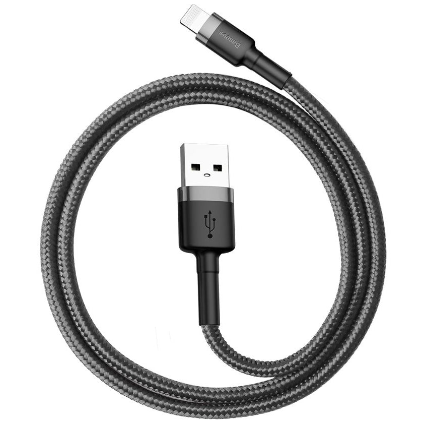 Dátový a nabíjací kábel USB-A - Lightning Baseus Cafule, 18W, 0.5m, Sivý CALKLF-AG1