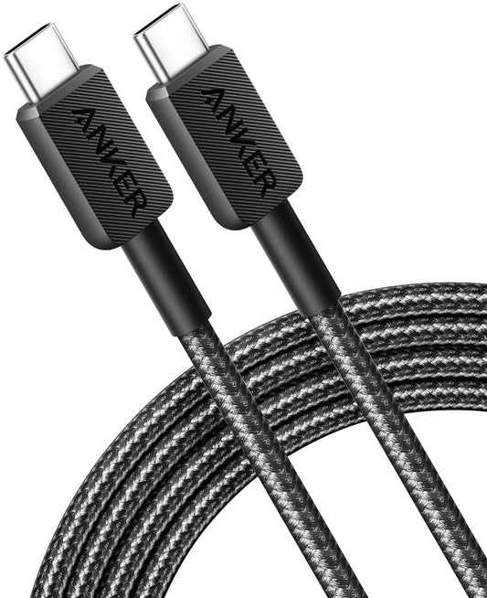 Dátový a nabíjací kábel USB-C - USB-C Anker 322, 60 W, 1,8 m, čierny A81F6G11