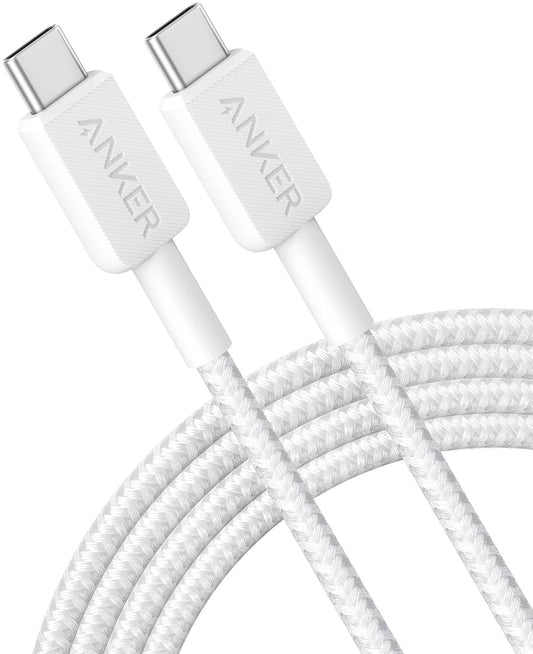 Dátový a nabíjací kábel USB-C - USB-C Anker 322, 60 W, 1,8 m, biely A81F6G21